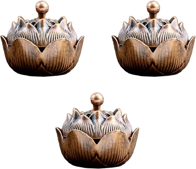 3 PCS Vintage Lotus Incense Holder by Unknown