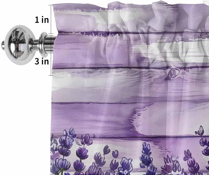 Kitchen Valances for Window, Retro Lavender on Farm Wood Grain Light Filtering - Image 4