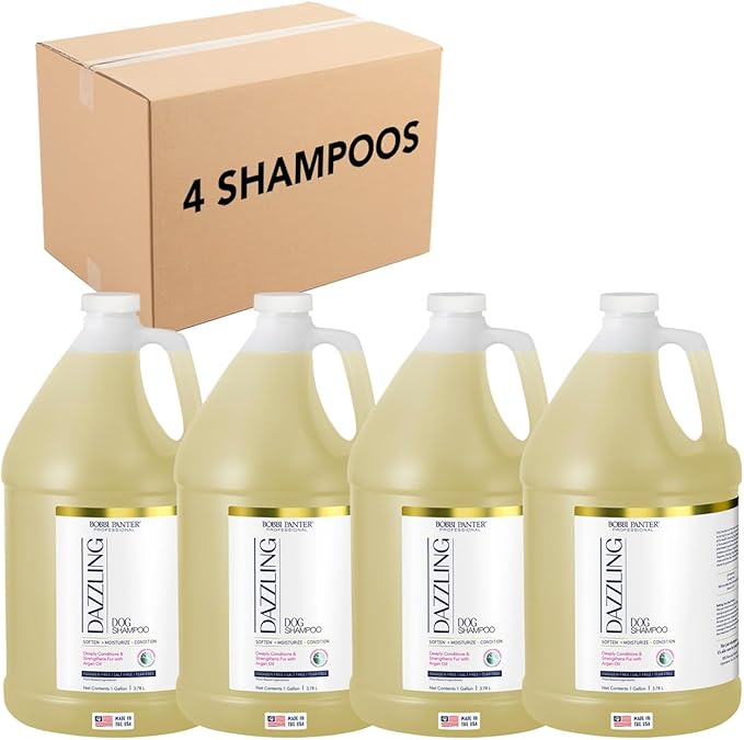 Bobbi Panter Dog Shampoo and Conditioner - Made in USA - All Natural 2-in-1 Formula for Detangles & Reduces Shedding - Concentrated 10:1 for Professional Groomers - Pear Scent, 1 Gallon (Case of 4)