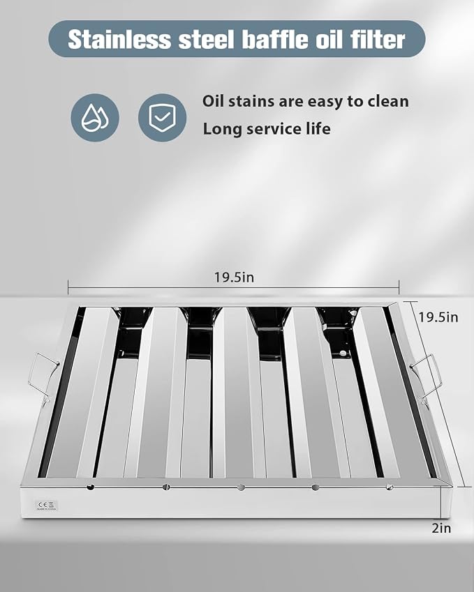 Hood Filters 430 Stainless Steel 19.5W x 19.5H Inch, 4 Grooves Commercial Hood - Image 3