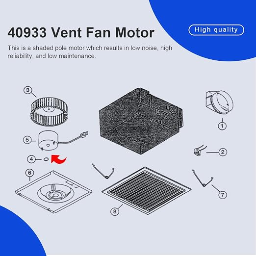 3.3 Inch Diameter Vent Fan Motor Direct Replacement - Image 6