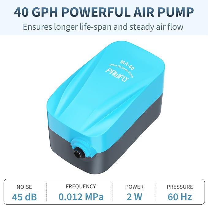 Pawfly Aquarium Air Pump with Nano Bio Sponge Filter Kit Air Control Valve - Image 2