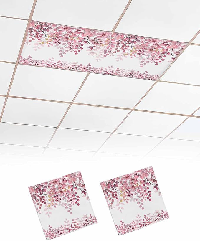 2 Pack Fluorescent Light Cover for Classroom Ceiling Light, Berry Branch Plant by Home+L6