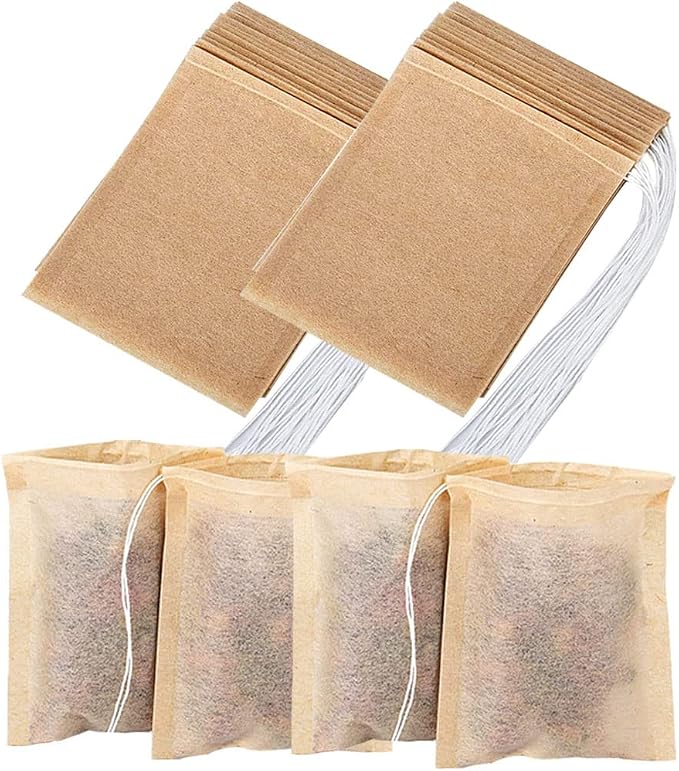 Tea Filter Bags with Free Tea Spoon, Safe & Natural Material, Disposable Tea by Shelling+Home