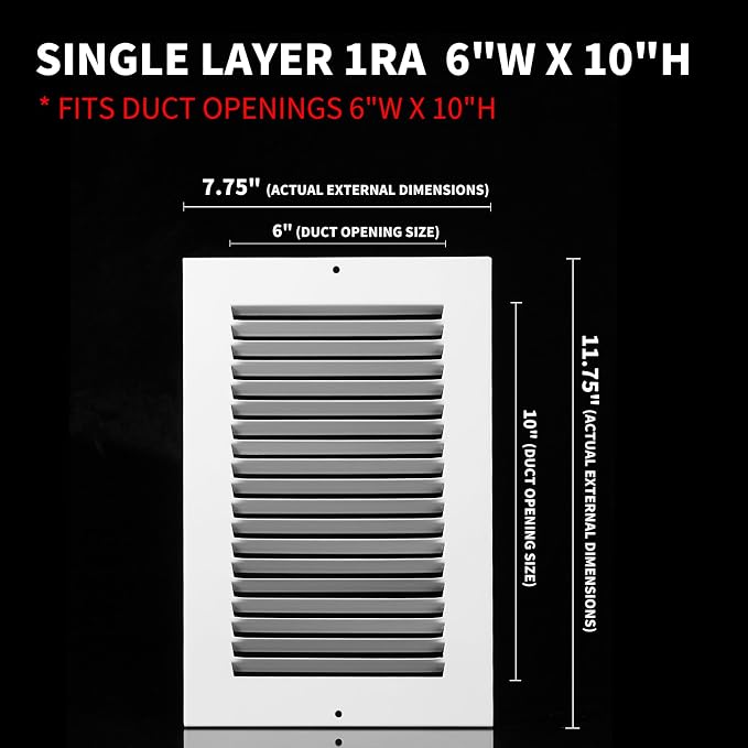 6x10 Vent Cover, Air Return Vent Cover, Flat Vent Cover, Rejillas De Aire - Image 3