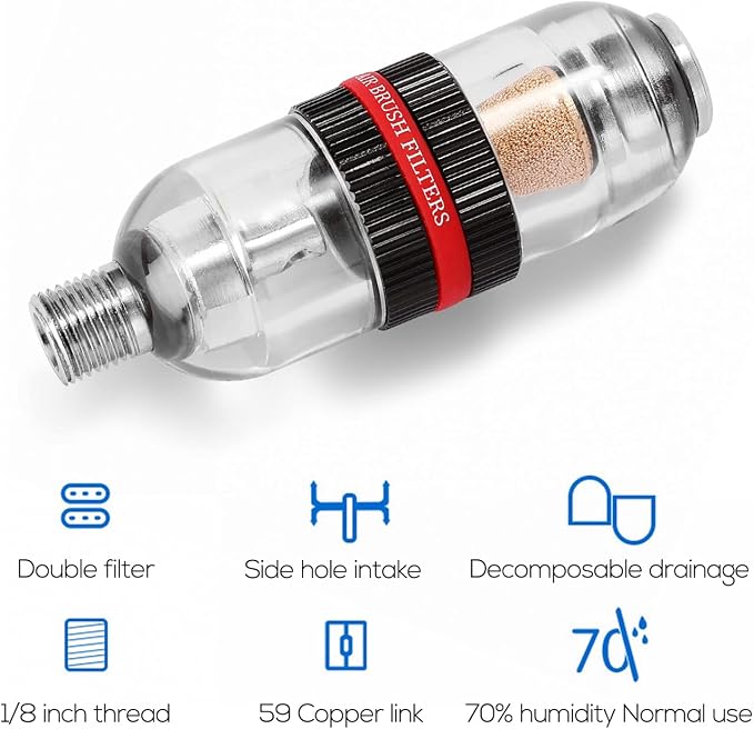 Mini Airbrush Air Filter Moisture Water Trap, 1/8" BSP Threads Spray Pen Oil - Image 3