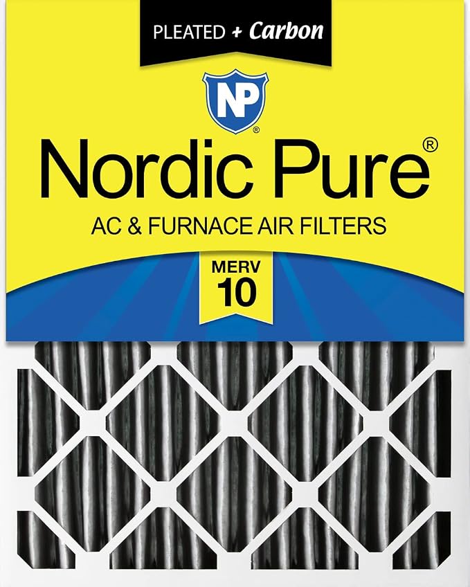 Nordic Pure 16x24x4 Furnace Air Filters MERV 10 Pleated + Carbon 1 Pack by NordicPure