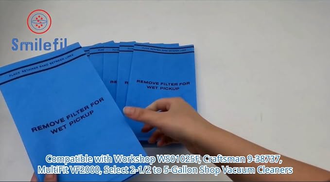 Smilefil 9 Pack Wet Dry Vacuum Filter Bags Compatible - Image 9