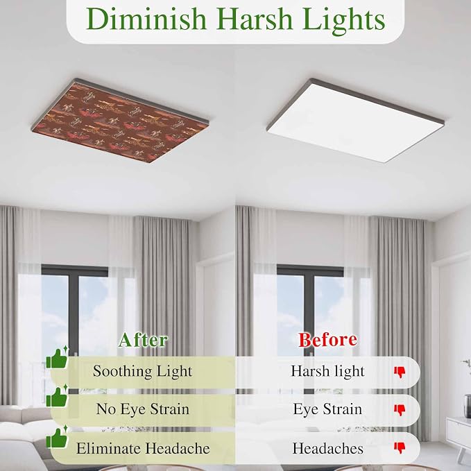 Cowboys Horses 4 Pcs Fluorescent Light Covers 4 x 2 Feet, Desert Ethnic Winds - Image 6