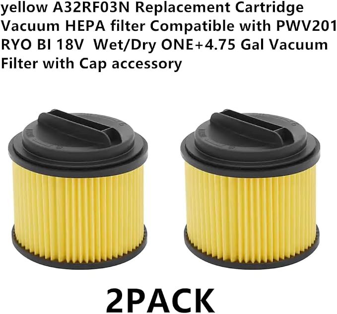 2 PACK Amigriki yellow A32RF03N Replacement Cartridge Vacuum HEPA filter - Image 2