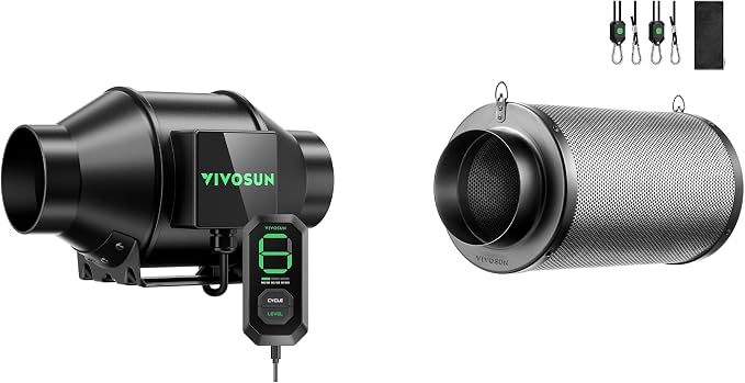 VIVOSUN AeroZesh G4 4-inch 195 CFM Inline Duct Fan and 4 Inch Air Carbon Filter by Unknown