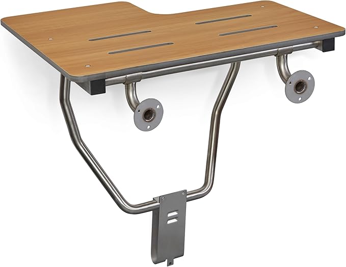 Seachrome 32" x 22.5” Teak Reversible Folding Transfer Tub/Shower Seat, ADA Compliant