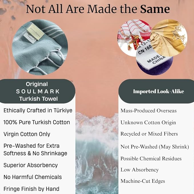 SOULMARK 100% Cotton Turkish Beach Towel with Bag - 38"x71" - 2 Pack - Made in Green & Oeko TEX Certified - Pre-Washed & Sand Free - Quick Dry and Lightweight for Travel - Made in Turkey - Salmon Red