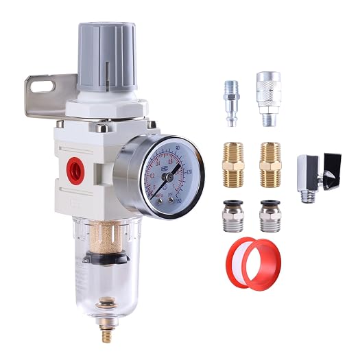 1/4 Inch NPT Air Filter Regulator Combo Piggyback, Air Compressor Water by Unknown