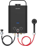 Propane Water Heater, 1.58GPM 6L Portable Tankless Water Heater with Handle & Overheating Protection, Propane Gas, Instant Hot Water for RV Camping, Outdoor Shower (BLACK)