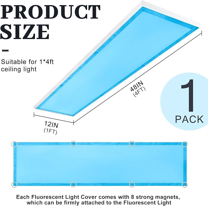 1 Pcs 1 x 4 ft Magnetic Fluorescent Light Covers Fabric Ceiling Light Filter - Image 2