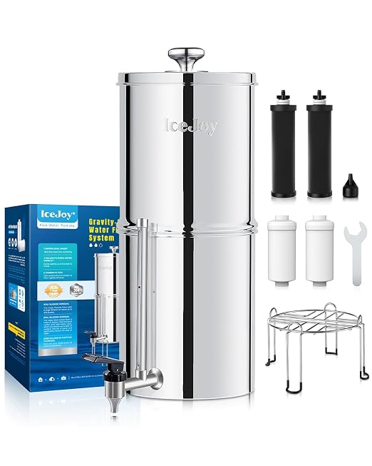 8-Stage Gravity Water Filtration System 3.0 Gallon-304 Stainless Steel by IceJoy