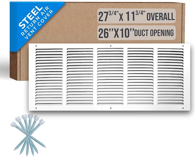 Fits 26x10 Duct Opening | Steel Return Air Grille by Handua | Vent Cover Grill by Handua