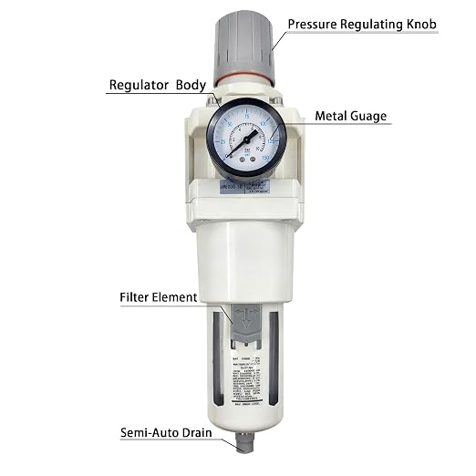 XingNEeng 1" NPT Compressed Air Filter Regulator Combo Piggyback, Water/Oil - Image 2