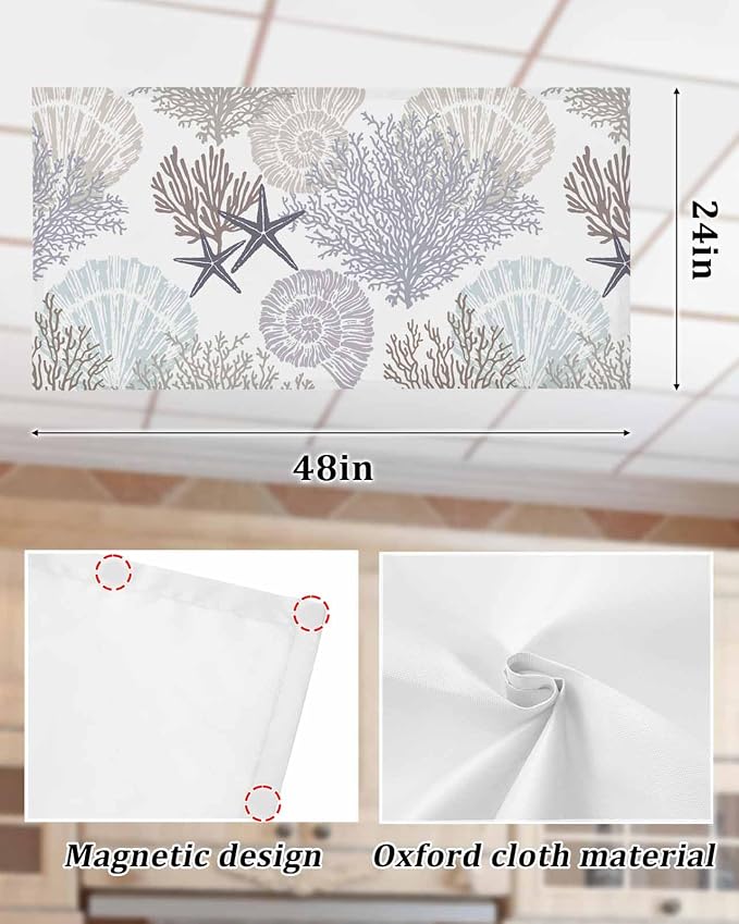 Fluorescent Light Covers for Ceiling Lights Nautical Coastal Ocean Coral - Image 7