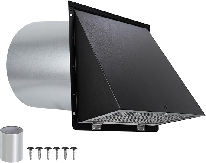 8 inch Hooded Wall Vent with Screen and Damper, Wall Vent Cover Exhaust Vent by JYINCPED