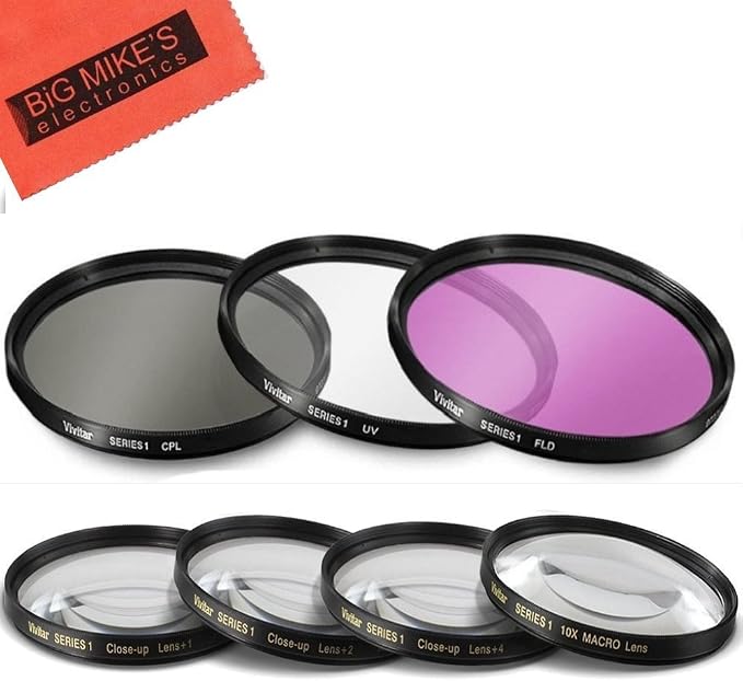 62mm 7PC Filter Set for Panasonic DMC-FZ1000 4K Point and Shoot Camera by Big+Mike%27s