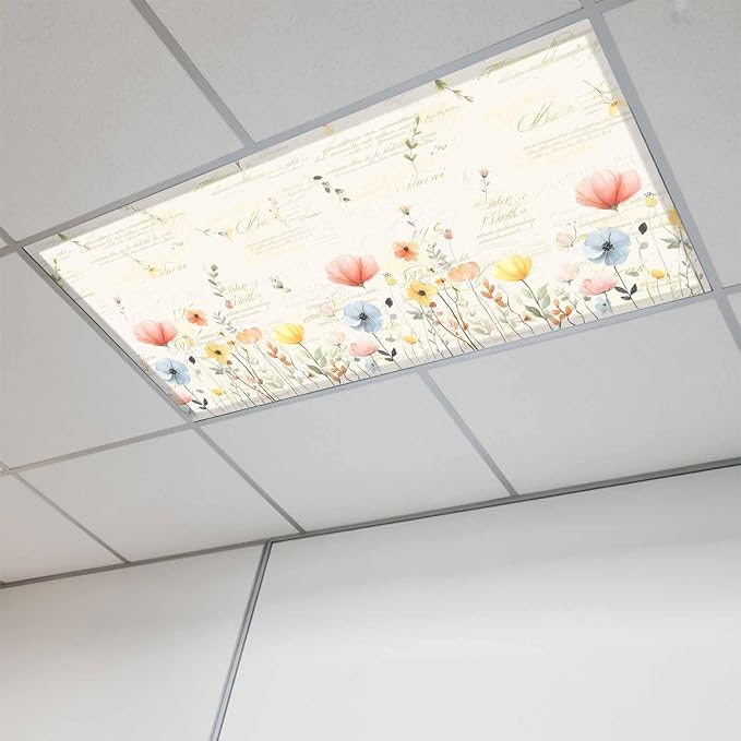 Fluorescent Light Covers for Ceiling Lights Spring Poppy Floral Magnetic Light by Home+L6