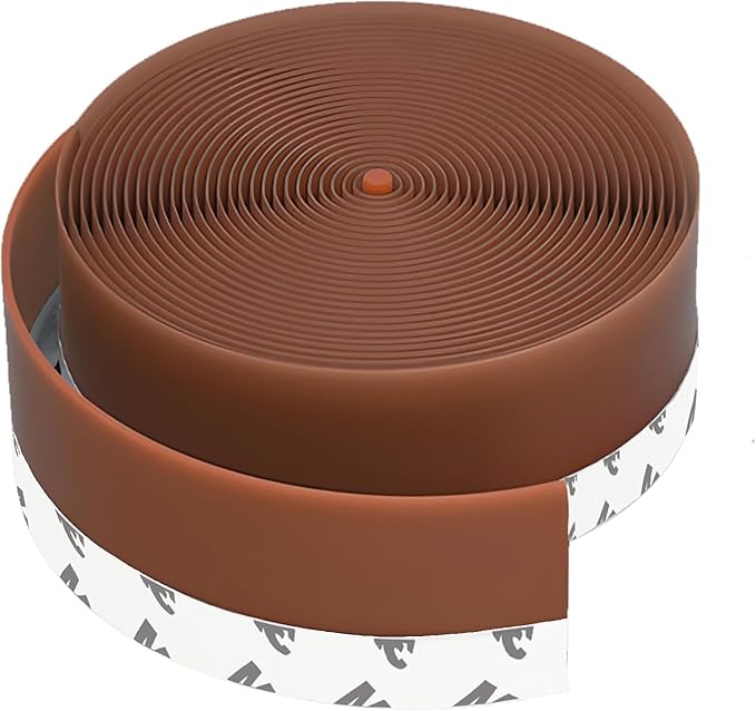 1.4in Brown Weather Stripping Door Seal – Heavy-Duty Silicone, Strong Adhesive, Seals Medium Gaps for Winter Cold Protection and Energy Efficiency