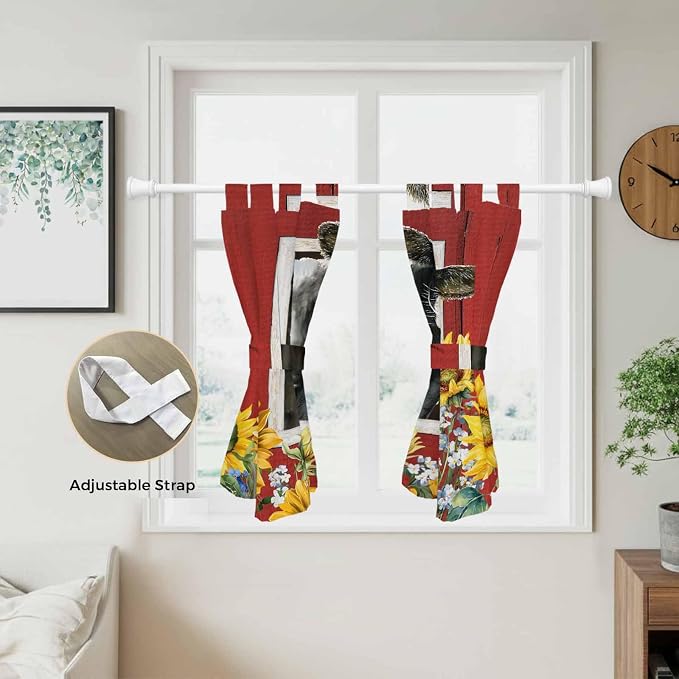 Cows Sunflowers Bedroom Curtains 63 Inch Length, Window Curtains Tab Top - Image 5