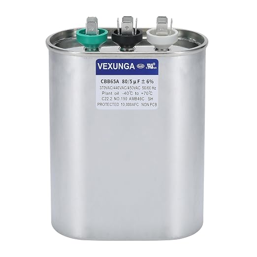 VEXUNGA 80/5 uF 80+5 MFD 370V 440V 450V Oval Dual Run Start AC Capacitor 80 5 by VEXUNGA