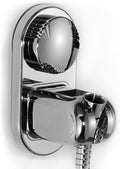 Suction cup Handheld Shower Head Holder - Designed For Large Shower Head - Relocatable - 5 Angles Adjustable - Horizontal Setting - - Wider Input - Wall mounted with Vacuum Power (Polished Chrome)