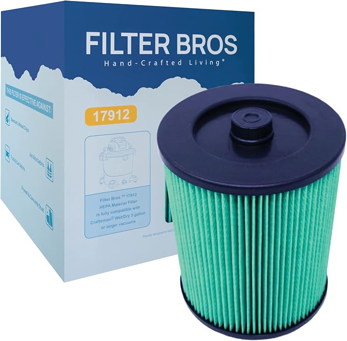 Filter Bros 17912 HEPA Replacement Fits Craftsman Shop Vacuums 5 Gal Plus by FilterBrosHand-CraftedLiving
