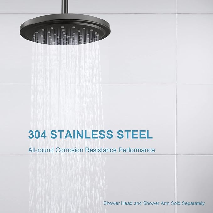 OFFO Shower Arm with Flange, 24 in Oil Rubbed Bronze Ceiling Mount Replacement Rain Shower Head Straight Arm Ceiling-Mounted For Fixed Shower Head & High Pressure Rain
