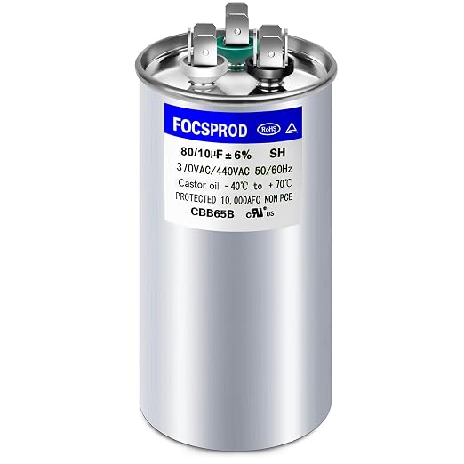 FOCSPROD 80+10 uF 80/5 MFD ±6% 370V/440V CBB65B AC Capacitor, Dual Run Round by FOCSPROD