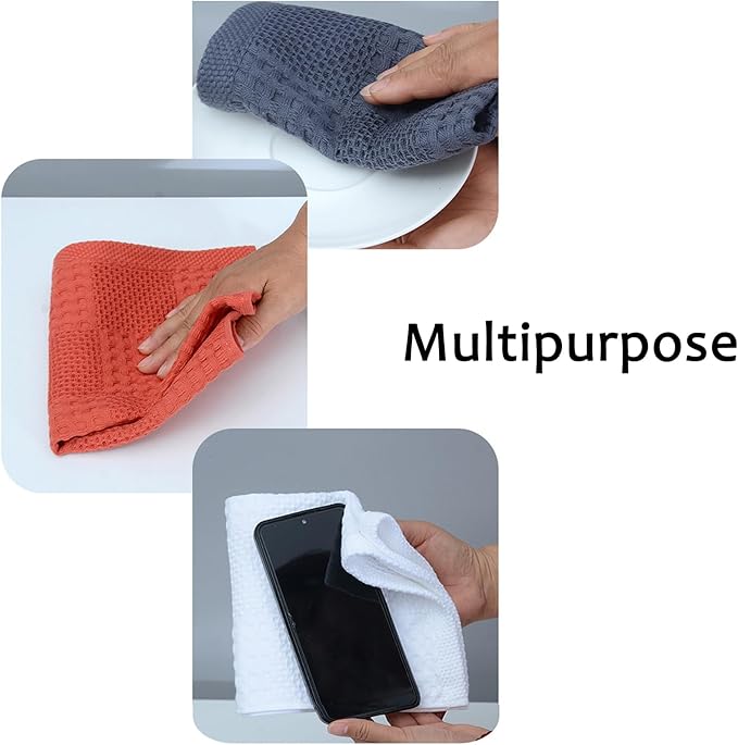 Waffle Weave Cotton Washing Cloth Ultra Soft and Absorbent Washcloths for Bathroom Kitchen and Gym Natural Cotton (1, Red)