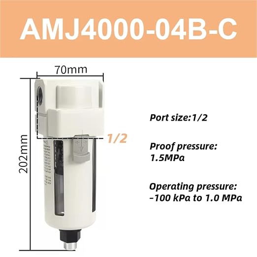 Vacuum Water Droplet Separator Pipeline Filter Negative Pressure Element AMJ - Image 2