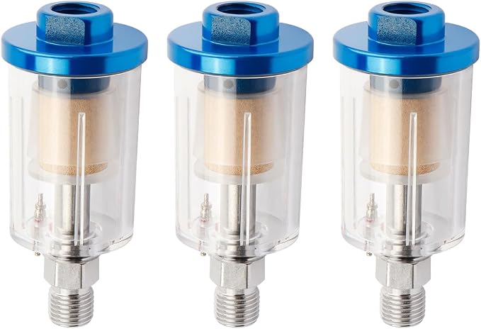 3 Pcs Compressed Air Filter Water Oil Separator, 1/4 Inch NPT Inlet and Outlet by Unknown
