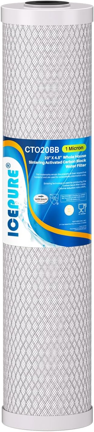 ICEPURE 1 Micron 20" x 4.5" Whole House CTO Coconut Shell Activated Carbon by ICEPURE