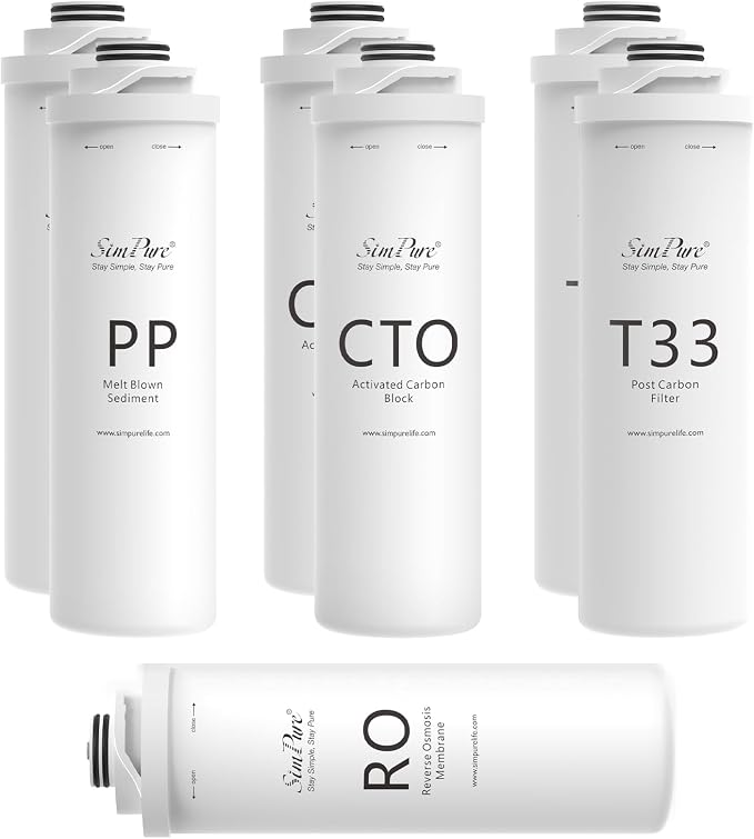 SimPure T1 Series 1-Year Replacement Filter Cartridge Pack Set by SimPure_Water