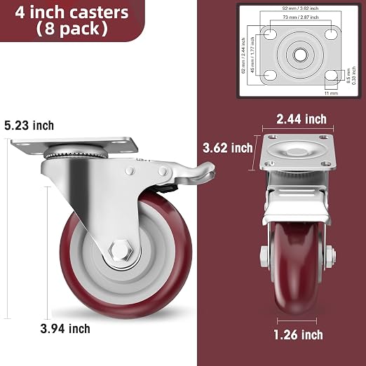 4" Heavy Duty Plate Casters - Image 2