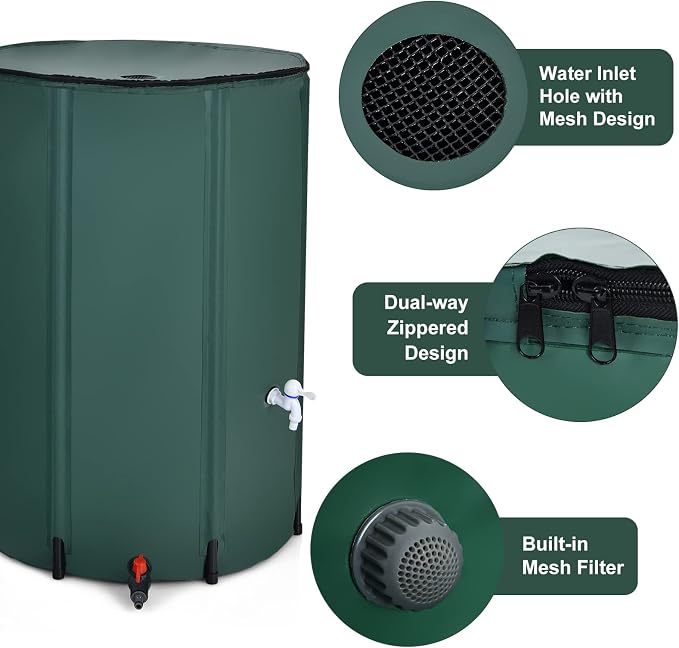 Goplus 100 Gallon Collapsible Rain Barrel, Portable Rain Barrels to Collect - Image 5