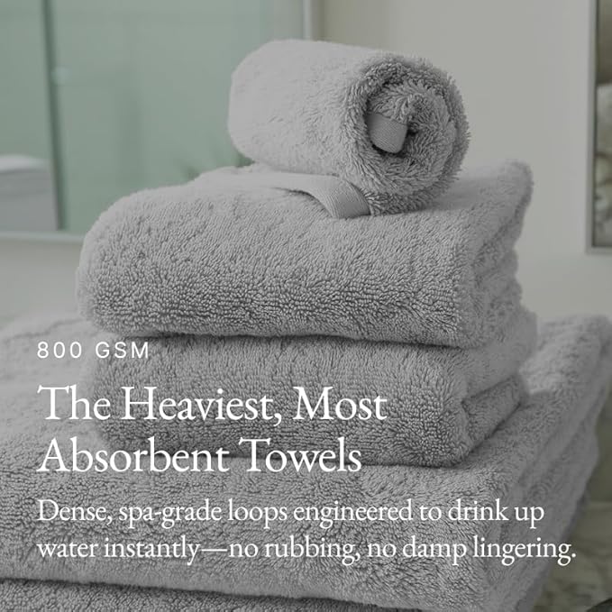 Italic Ultraplush 100% Australian Cotton Hand Towels - Set of 2 Luxury Hand Towels, Ultra Soft and Highly Absorbent 800GSM Towels for Bathroom,Shower, Hotel, and Spa (Light Gray)