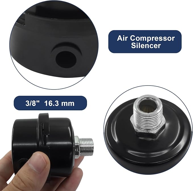 2 Pcs Air Compressor Silencer, 3/8 Inch Thread Intake Filter Muffler, 16 mm Air - Image 4