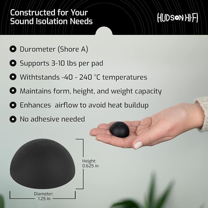 Hudson Hi-Fi Speaker Isolation Feet – Adhesive Silicone Anti-Vibration Pads - Image 4