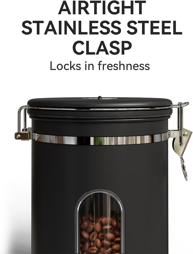 Veken Coffee Canister with Window, Airtight Stainless Steel Pantry Container - Image 6