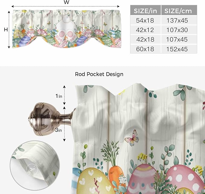 Easter Tie Up Valance Curtains for Windows, Kitchen Curtains Window Shades - Image 6