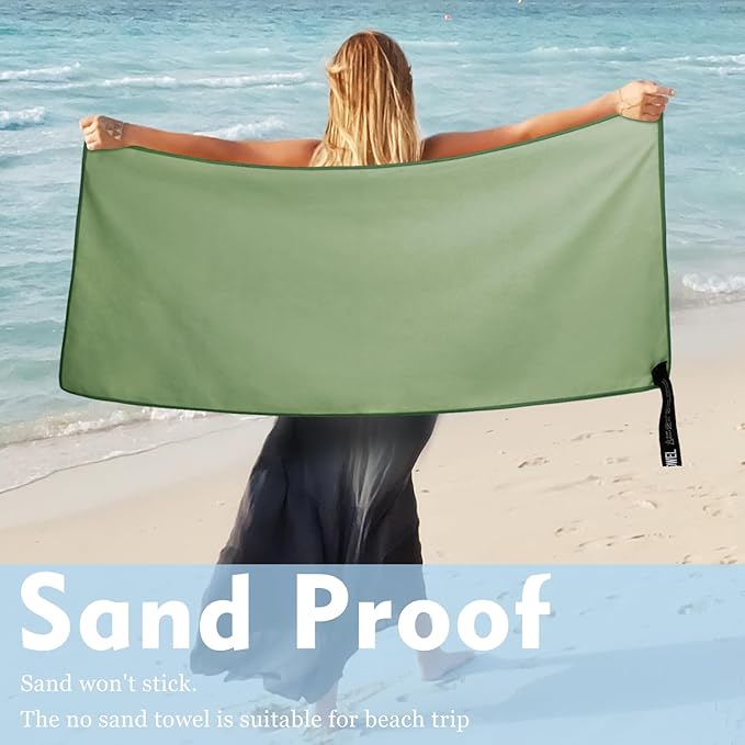 Microfiber Travel Towel, Soft Lightweight Quick Dry Towel, Super Absorbent Compact Travel & Sports & Beach Towels for Camping, Backpack, Gym, Swimming, Yoga, Hiking (L:24"×48" -ArmyGreen)