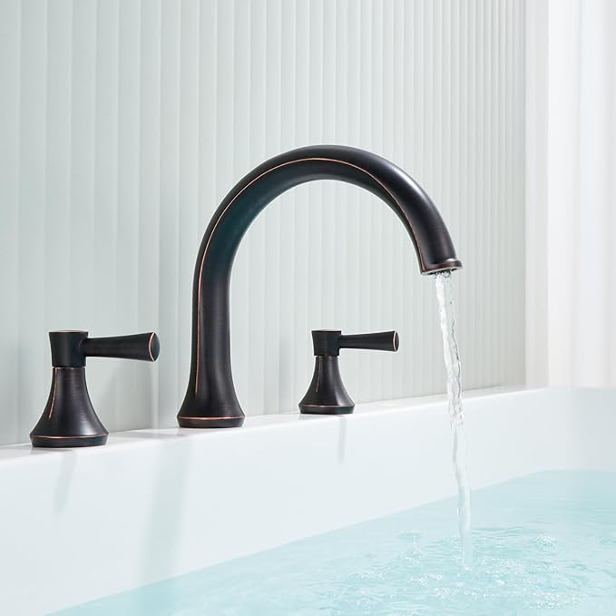Roman Tub Faucet Deck Mount Tub Filler 2 Handles Oil Rubbed Bronze Bathtub Faucet Brass Bathroom Faucet