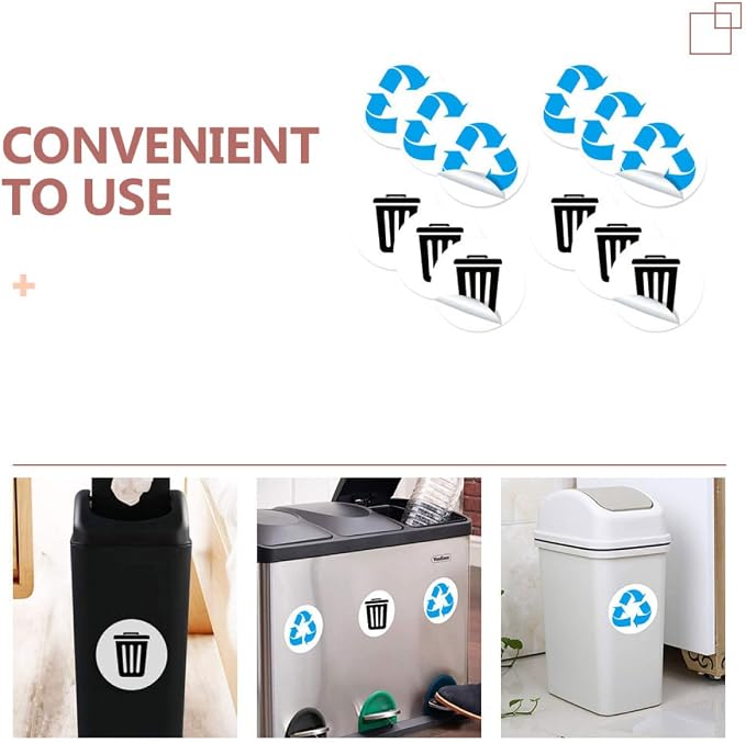 DOITOOL 12pcs Trash Can Recycling Stickers PVC Waste Sorting Decals Removable - Image 3