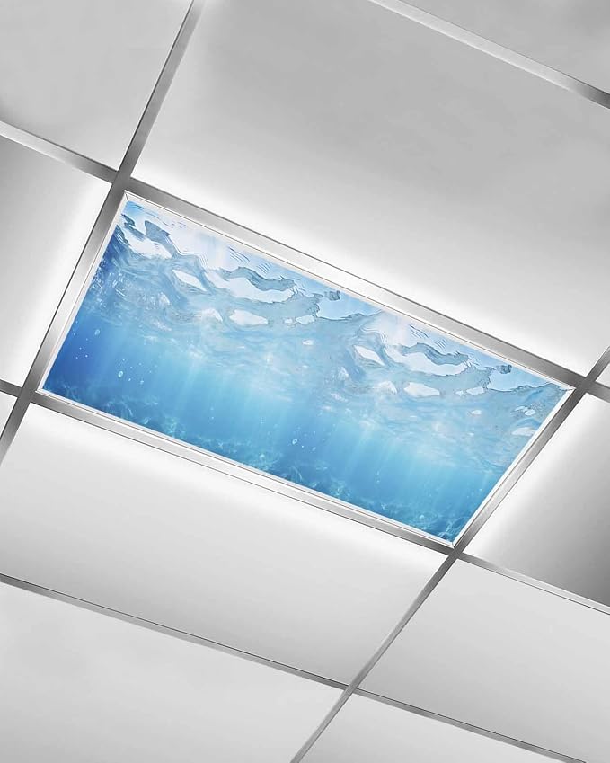 Summer 1 Pcs Fluorescent Light Covers, Ocean Blue Sea Waves Underwater Magnetic by Gsypo